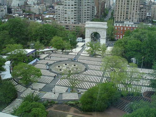 Washington Square Park Set up for NYU Graduation Venue in Previous Years